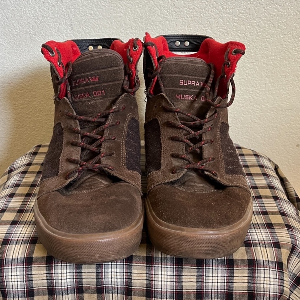 Supra Skytop Muska 001 High-Top Sneakers Brown Red Men's Size 10.5